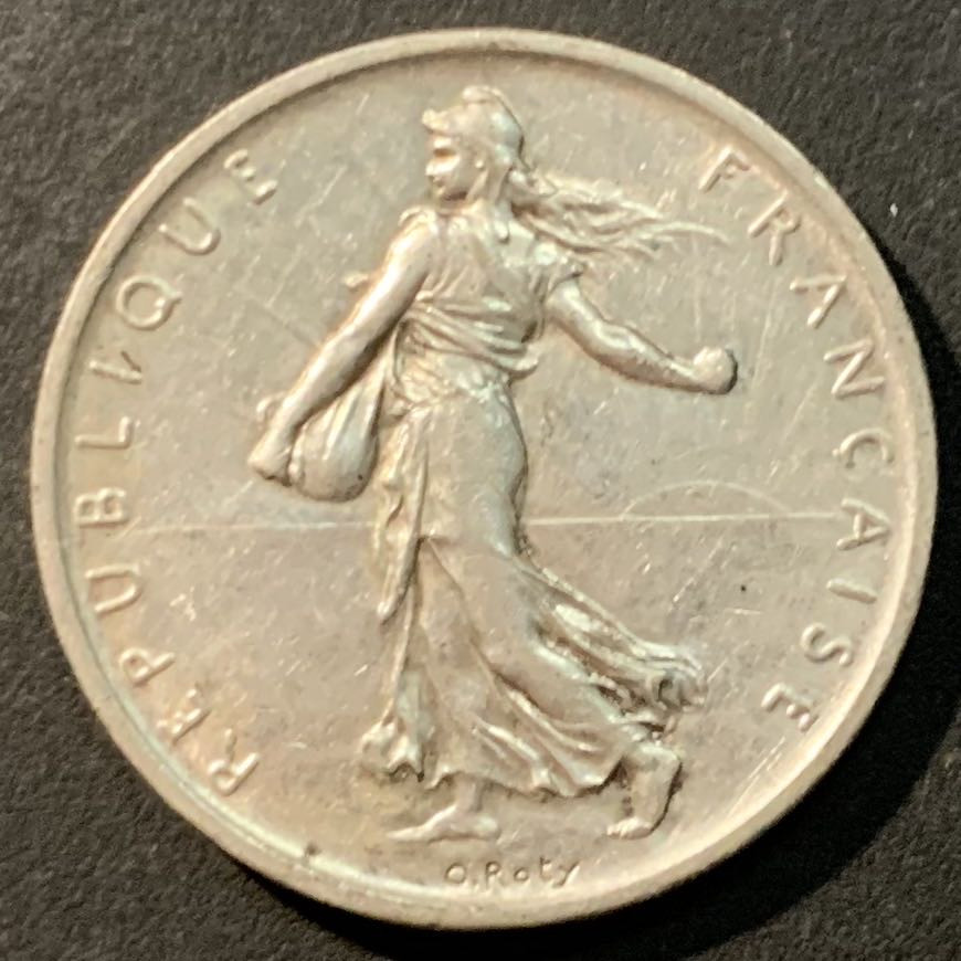 紫瑗钱币——微拍第98期 法国 1960年 播种女神 5法郎 12克 0.835银