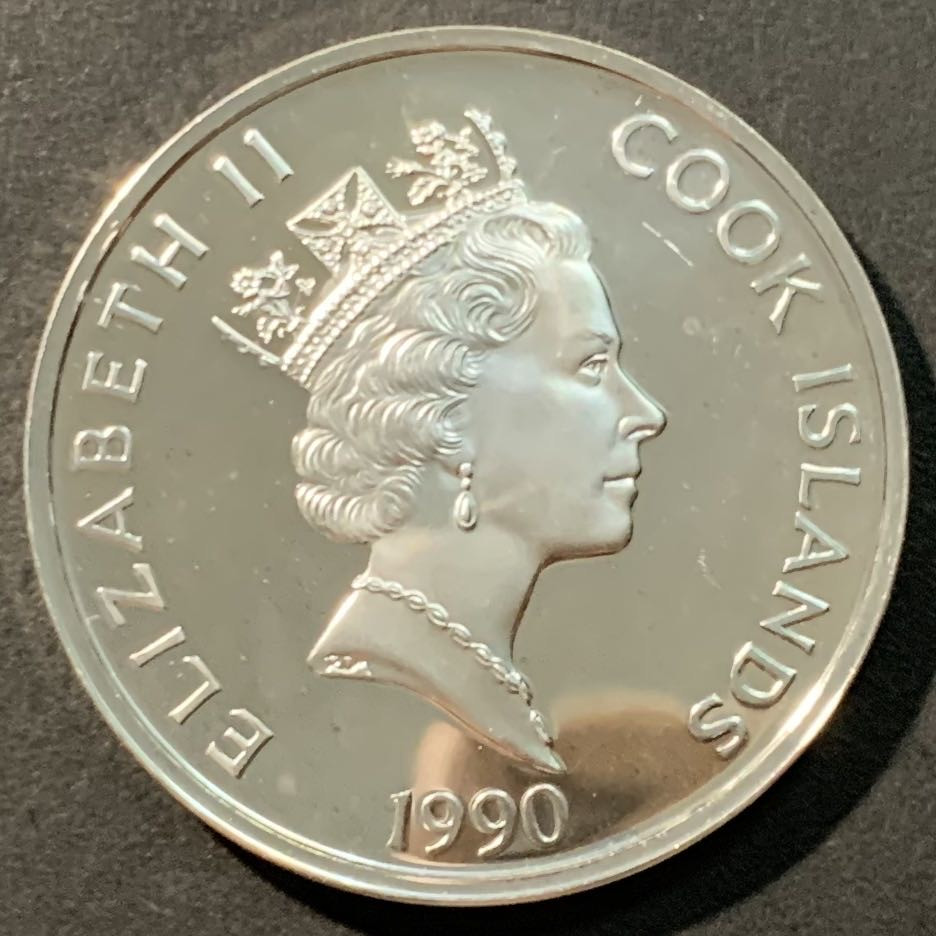 紫瑗钱币——微拍第98期 库克群岛 1990年 美洲发现500周年系列  弗朗西斯·德雷克 50元 31.1克 0.925银 精制