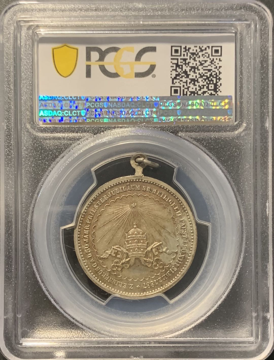 紫瑗钱币——微拍第98期 梵蒂冈 1887年 教皇50周年诞辰 PCGS MS63