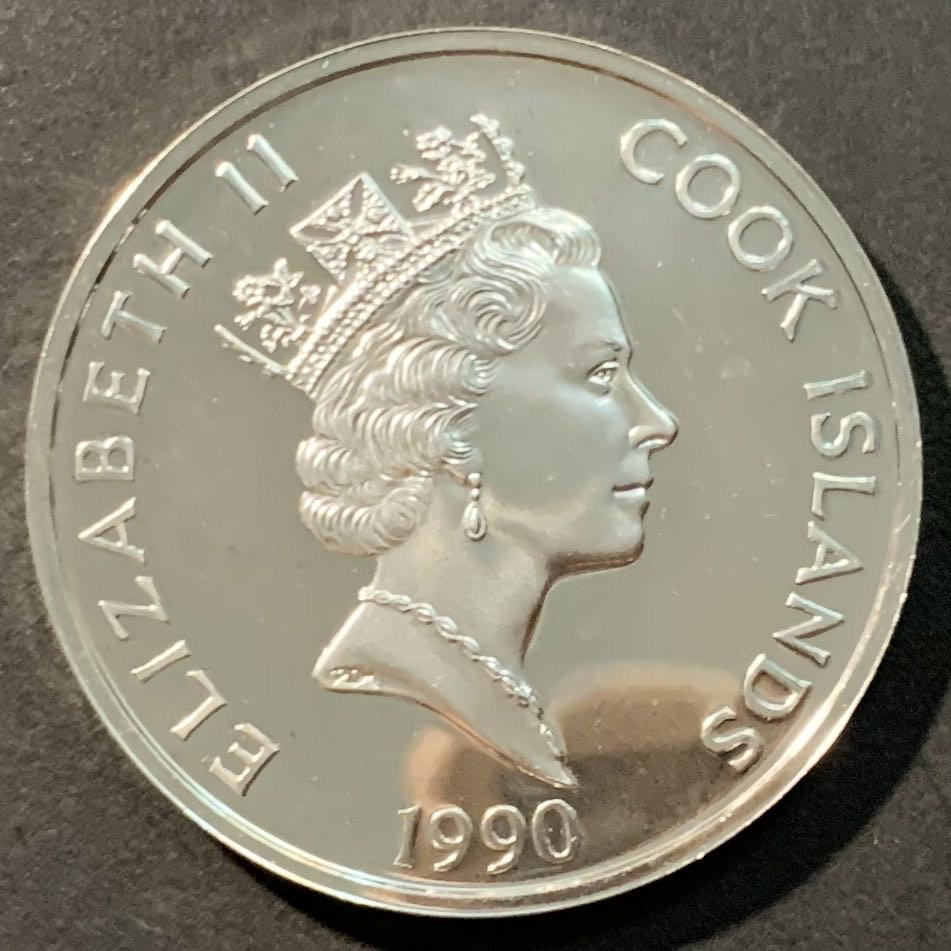 紫瑗钱币——微拍第98期 库克群岛 1990年 美洲发现500周年系列 印加王子 50元 31.1克 0.925银 精制
