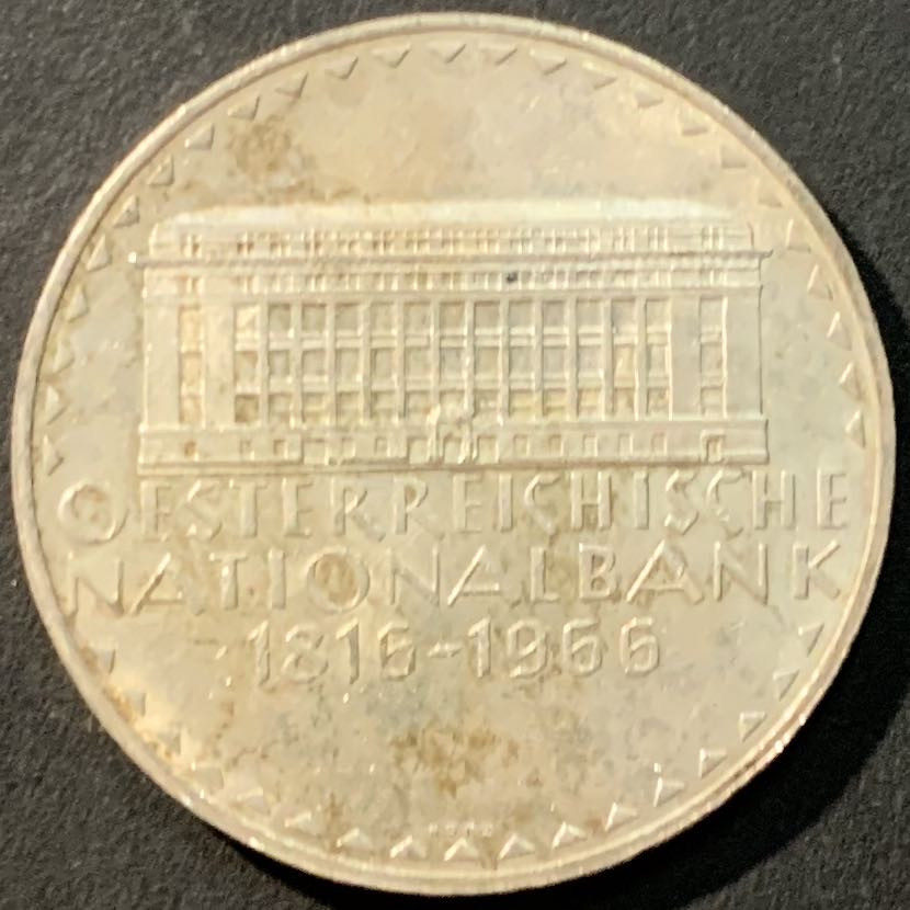 紫瑗钱币——微拍第98期 奥地利 1966年 国家银行150周年 50先令 20克 0.9银