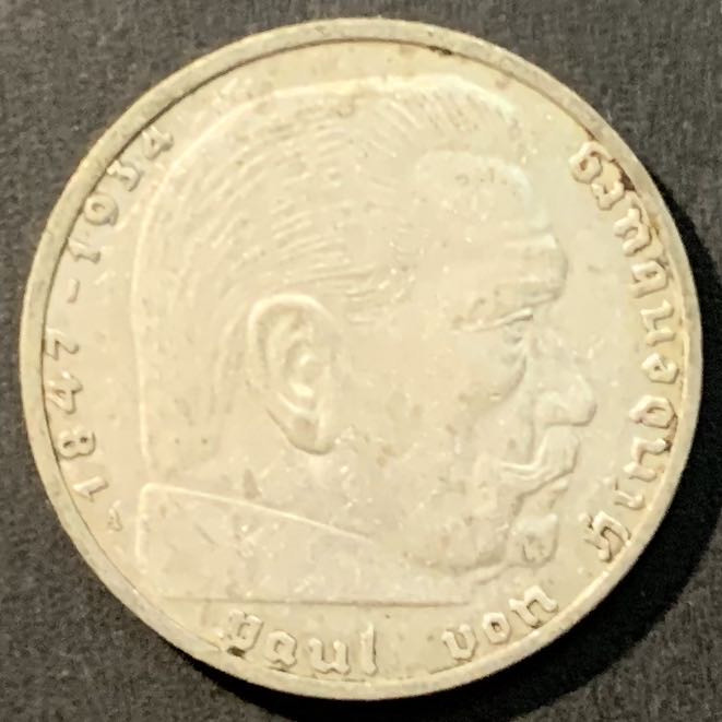 紫瑗钱币——微拍第98期 德国 1937年 A版 兴登堡 2马克 8克 0.625银