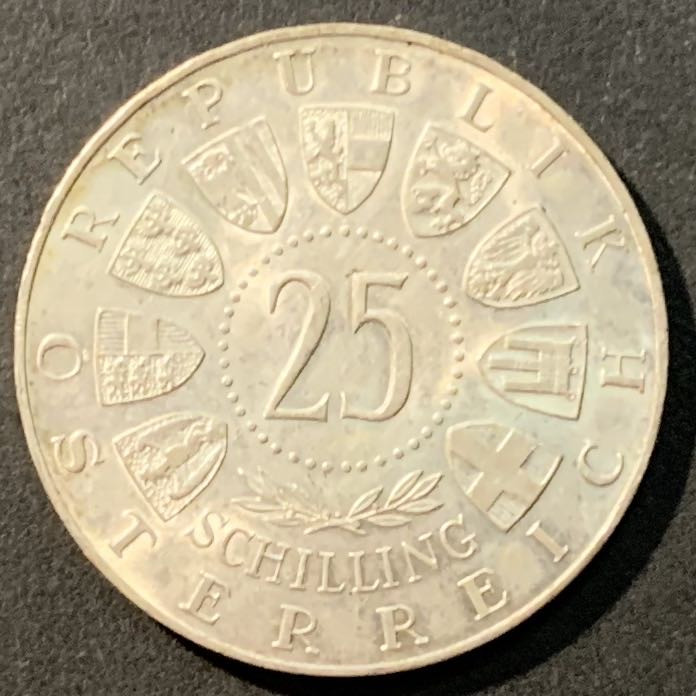 紫瑗钱币——微拍第98期 奥地利 1958年 化学家奥尔诞辰100周年 25先令 13克 0.8银