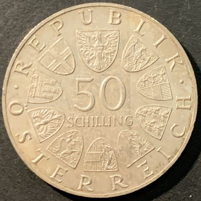 紫瑗钱币——微拍第98期 奥地利 1966年 国家银行150周年 50先令 20克 0.9银