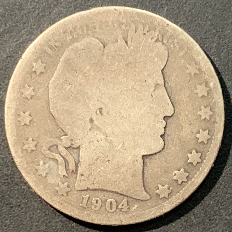 紫瑗钱币——微拍第98期 美国 1904年 巴贝尔 50美分 半美元 12.5克 0.9银