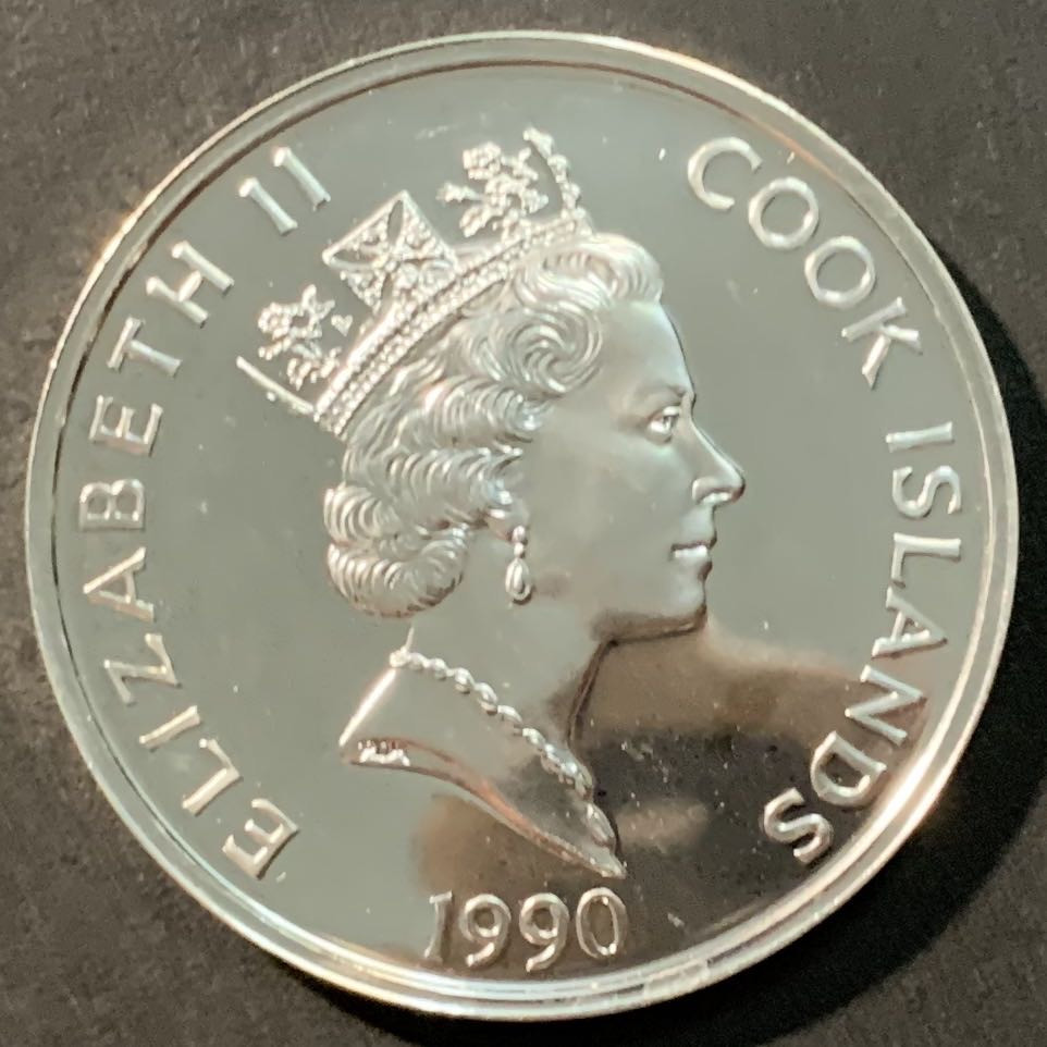 紫瑗钱币——微拍第98期 库克群岛 1990年 美洲发现500周年系列  雅克·卡特 50元 31.1克 0.925银 精制