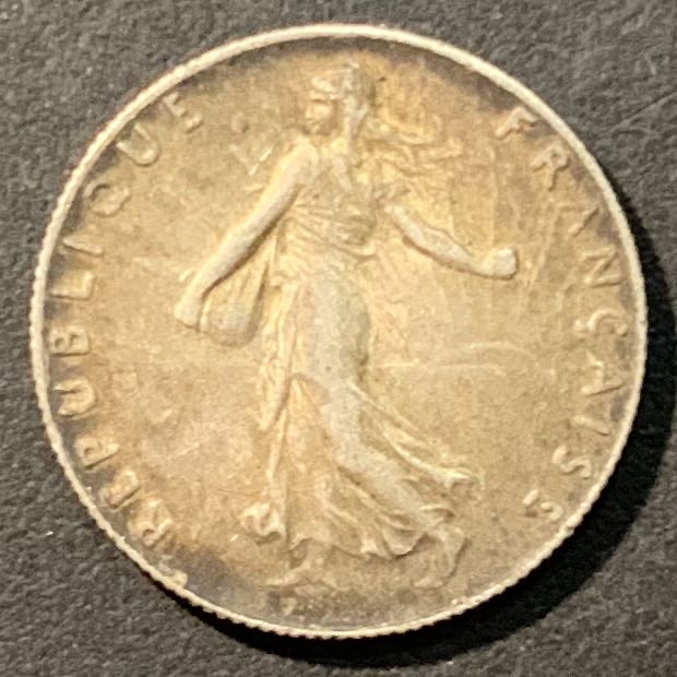 紫瑗钱币——微拍第98期 法国 1916年 播种女神 50分 2.5克 0.835银 好包浆