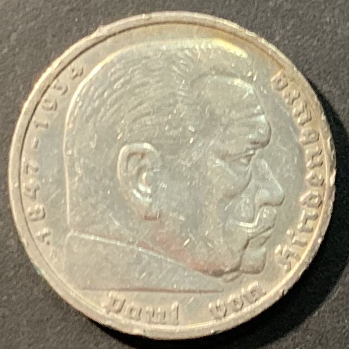 紫瑗钱币——微拍第98期 德国 1935年 兴登堡 5马克 13.9克 0.9银