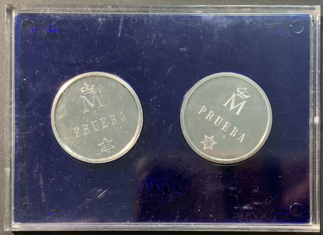 紫瑗钱币——微拍第98期 西班牙 1987年 500比塞塔 样币 2枚一套 原厂盒