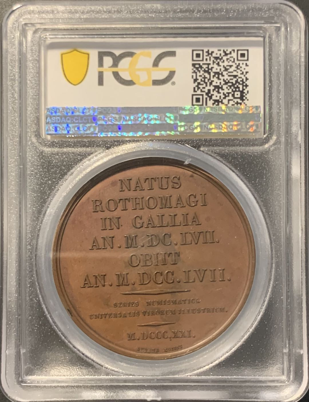 紫瑗钱币——微拍第98期 法国 1821年 伯纳德·勒博维耶·德丰特内尔 大铜章 PCGS SP63
