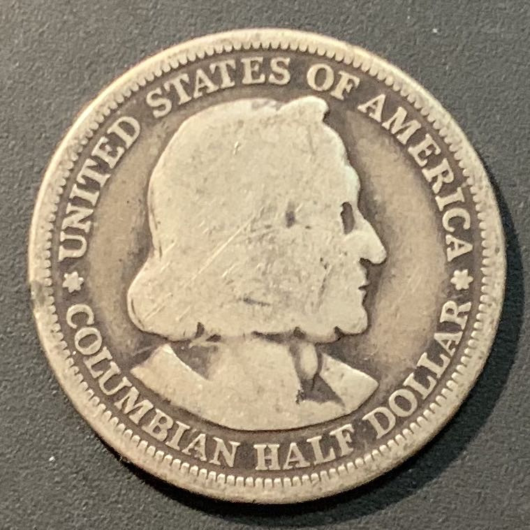 紫瑗钱币——微拍第98期 美国 1892年 哥伦布发现美洲 半美元 50美分 12.5克 0.9银