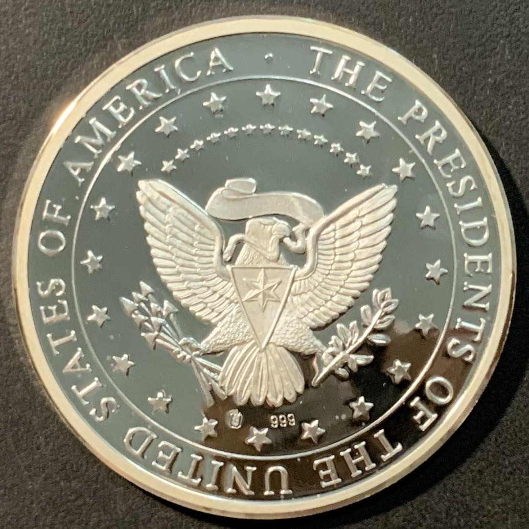 紫瑗钱币——微拍第98期 美国 1998年 第40任总统 罗纳德·里根 银章 20克 0.999银 精制 带证书