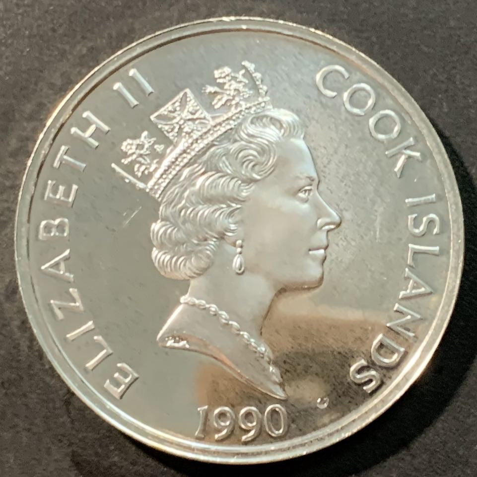 紫瑗钱币——微拍第98期 库克群岛 1990年 美洲发现500周年系列 亚伯拉罕·林肯总统 50元 31.1克 0.925银 精制