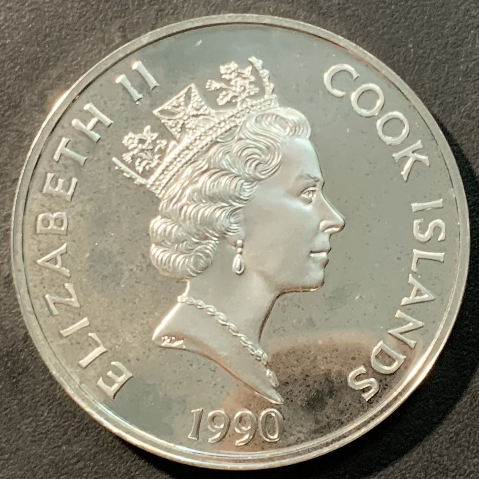 紫瑗钱币——微拍第98期 库克群岛 1990年 美洲发现500周年系列  塞缪尔·克莱门斯 50元 31.1克 0.925银 精制