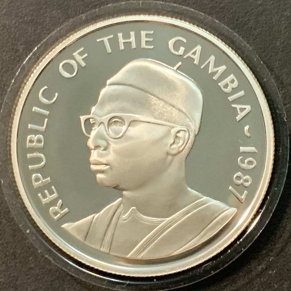 紫瑗钱币——微拍第98期 冈比亚 1987年 WWF世界濒危野生动物 疣猴 20达拉西 28.34克 0.925银 精制