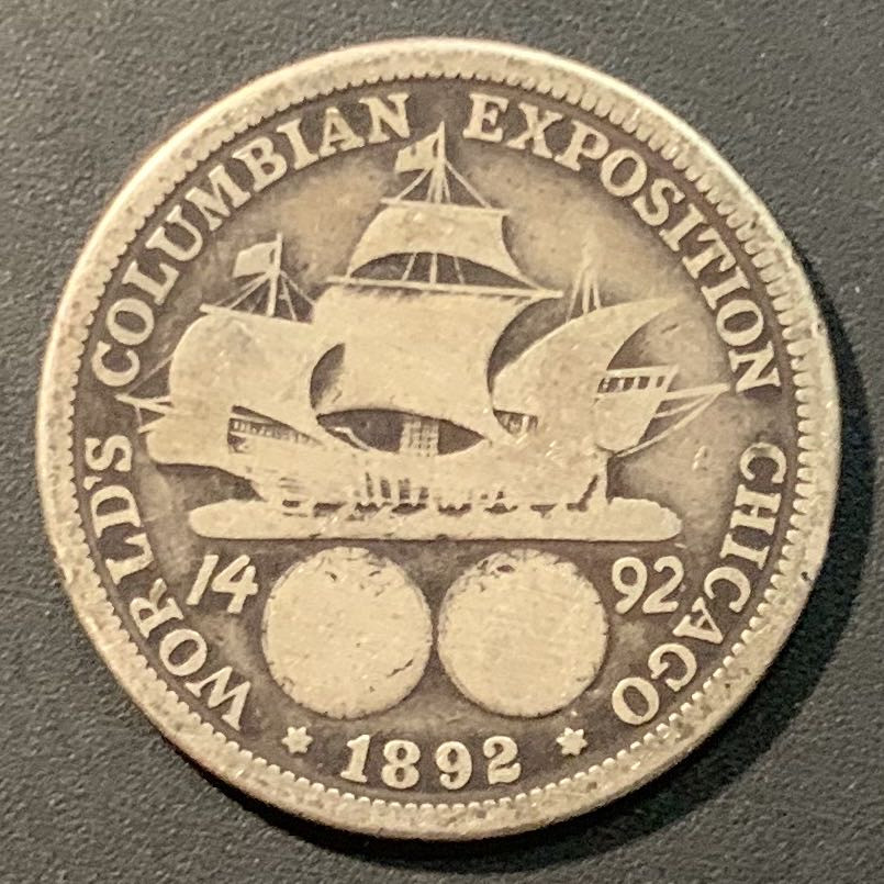 紫瑗钱币——微拍第98期 美国 1892年 哥伦布发现美洲 半美元 50美分 12.5克 0.9银