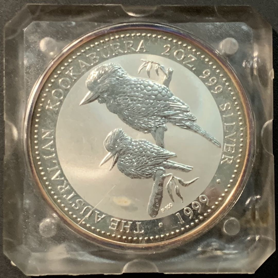 紫瑗钱币——微拍第98期 澳大利亚 1999年 翠鸟 2元 2盎司 银币 62.87克 0.999银 精制
