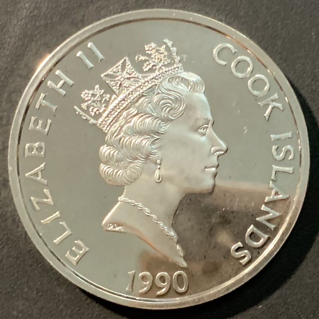 紫瑗钱币——微拍第98期 库克群岛 1990年 美洲发现500周年系列  卡布拉尔 50元 31.1克 0.925银 精制