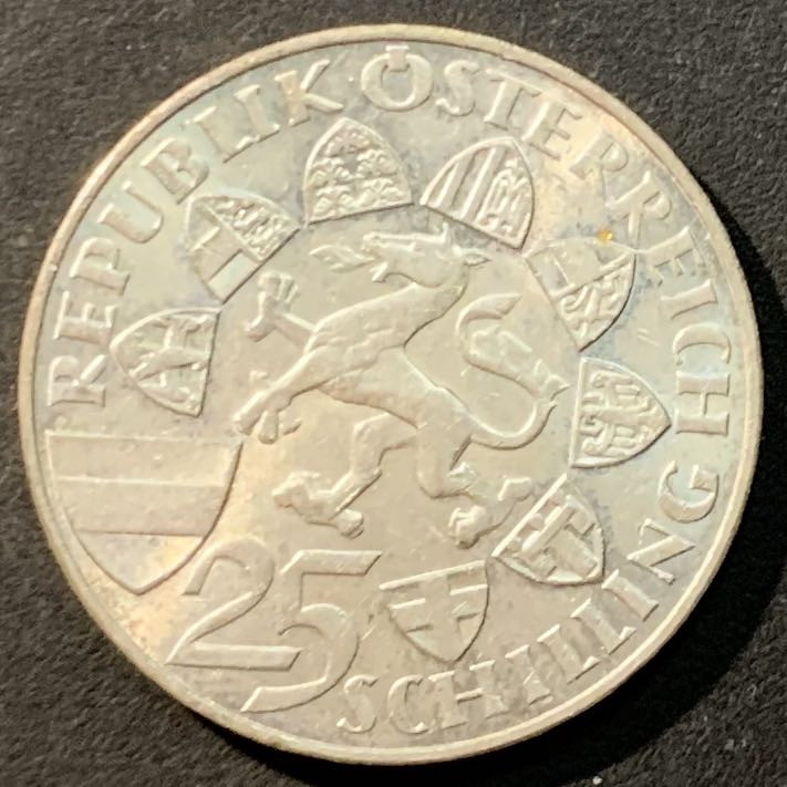 紫瑗钱币——微拍第98期 奥地利 1959年  约翰大公逝世100周年 25先令 13克 0.8银