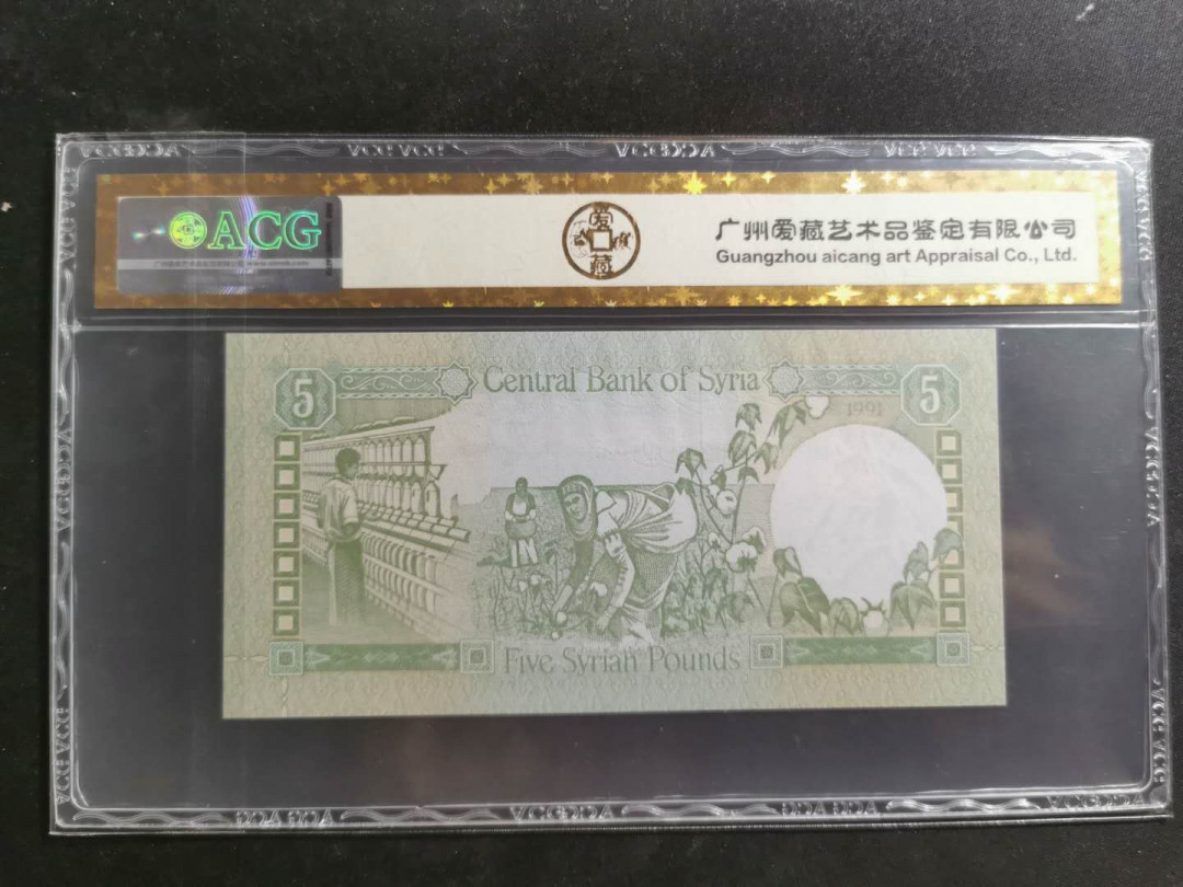 【鲸贝乐淘】千字文·第“孔怀兄弟，同气连枝”号拍卖 【叙利亚🇸🇾 】1991年5磅，爱藏金评66E