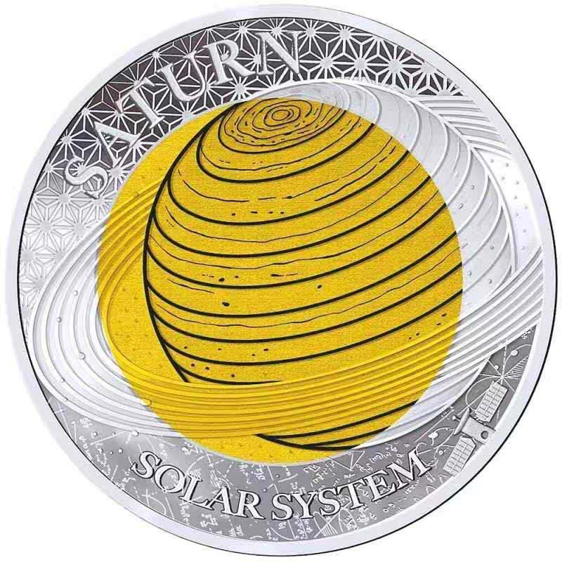 【随心拍&Getcoins】钱币拍卖第六十四期～ 帕劳2017年太阳系银铌土星三彩色双金属银铌币
