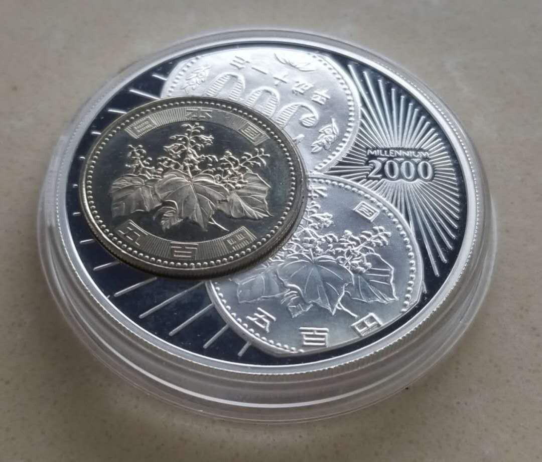 【随心拍&Getcoins】钱币拍卖第六十四期～ 刚果2000年年日本货币千年币中币镶嵌银币