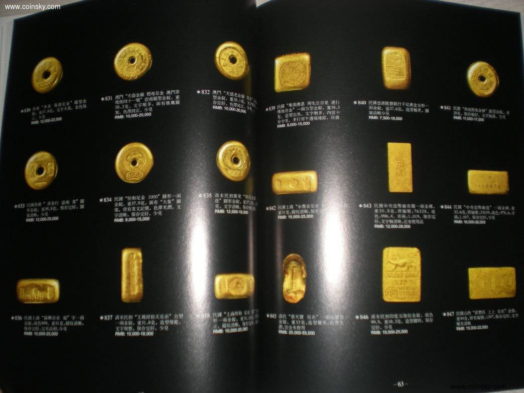 世界钱币章牌书籍专场拍卖第33期 《华夏国拍 金银锭 拍卖目录》