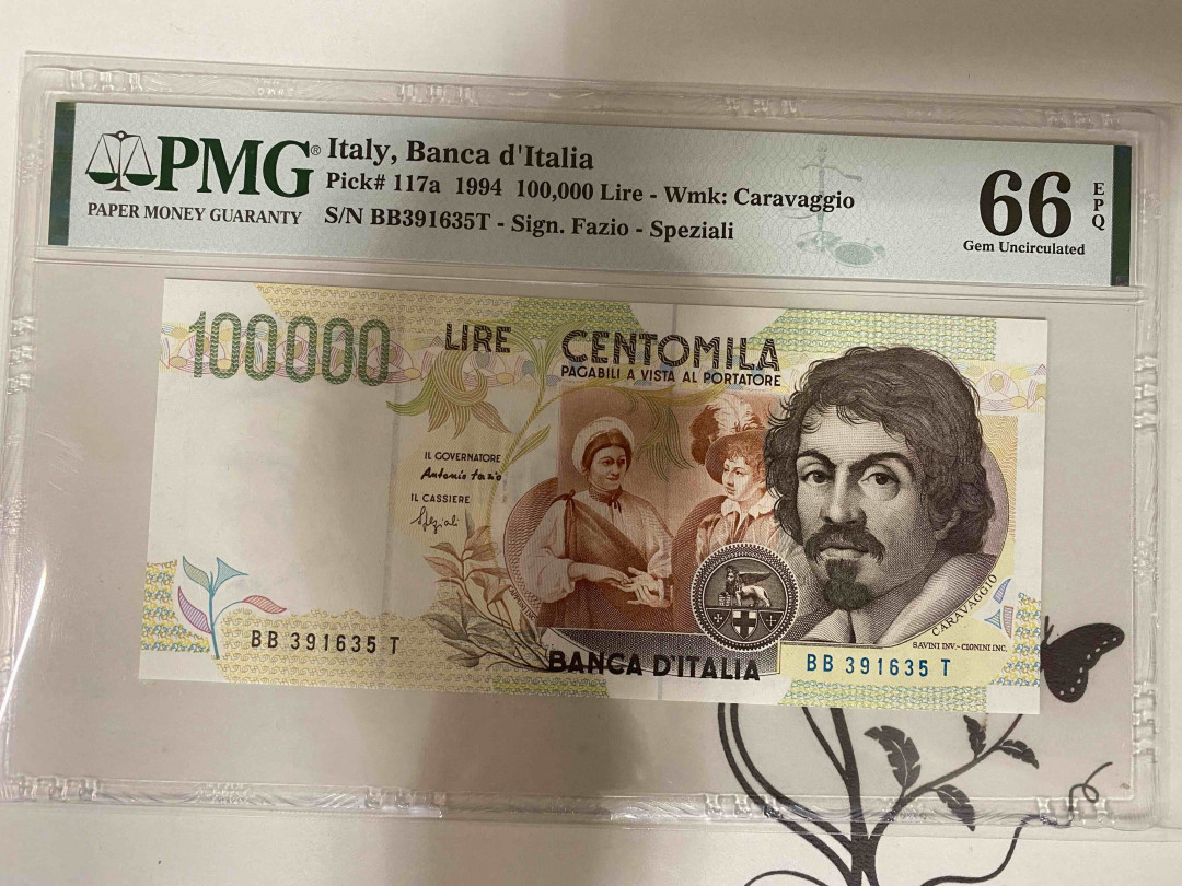 【收藏联盟】第160期拍卖——收官！（共81拍） 意大利 1994年 10万里拉 PMG66EPQ 
