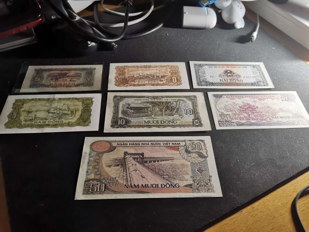 【鲸贝乐淘】千字文·第“交友投分，切磨箴规”号拍卖 【越南🇻🇳 】1976~85年早期越南纸币7张，xF-AUNC ，品相如图