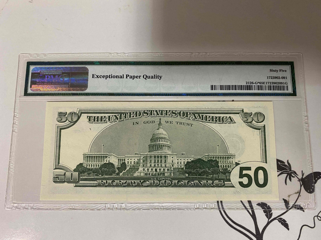 【收藏联盟】第160期拍卖——收官！（共81拍） 【补号】美国 1996年 50元 PMG65EPQ