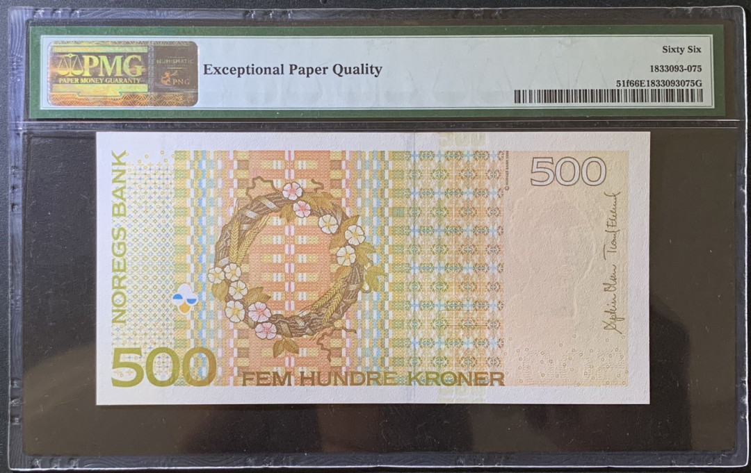 紫瑗钱币——微拍第99期—纸币场 挪威 2012年 500克朗 PMG 66 EPQ （P-51f）