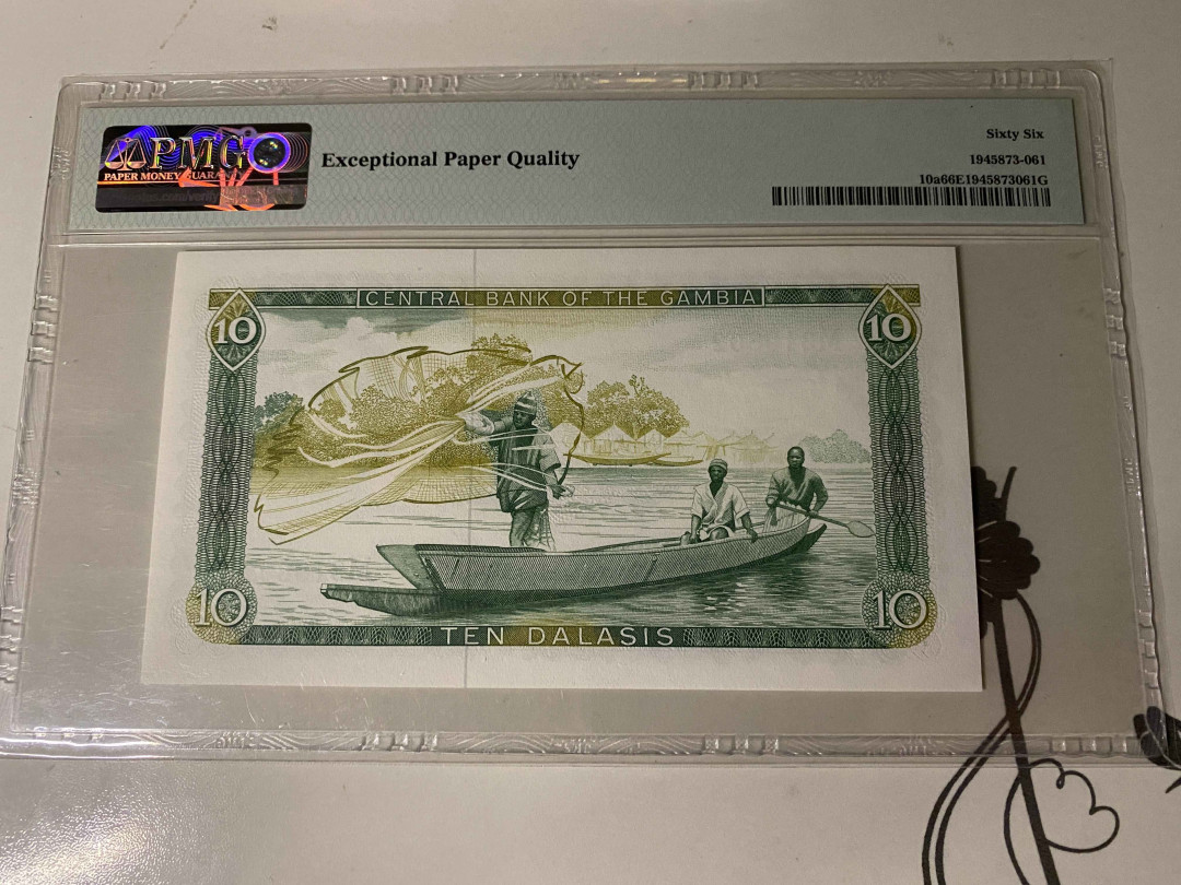 【收藏联盟】第160期拍卖——收官！（共81拍） 冈比亚 1987-90年 10达拉西 PMG66EPQ