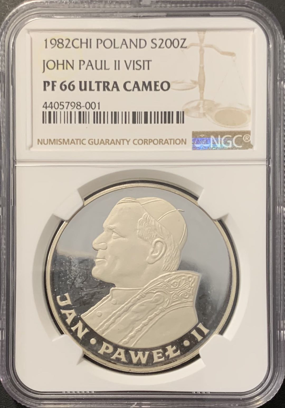 紫瑗钱币——微拍第100期 波兰 1982年 保罗二世访问 200兹罗提 NGC PR66 UC