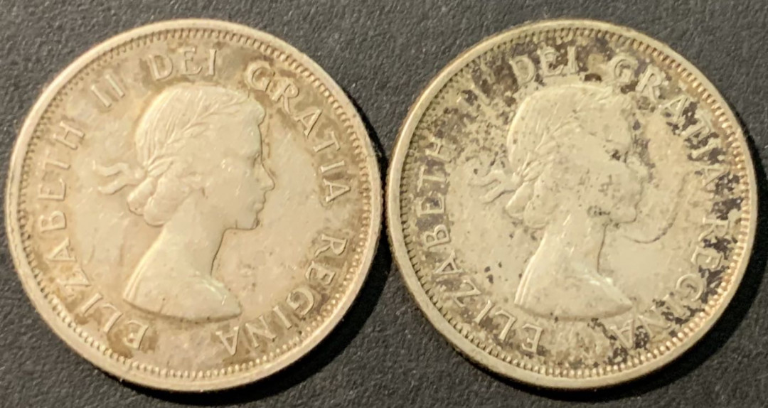 紫瑗钱币——微拍第100期 加拿大 1961 1962年 伊丽莎白二世 25分 2枚一组 共11.67克 0.8银