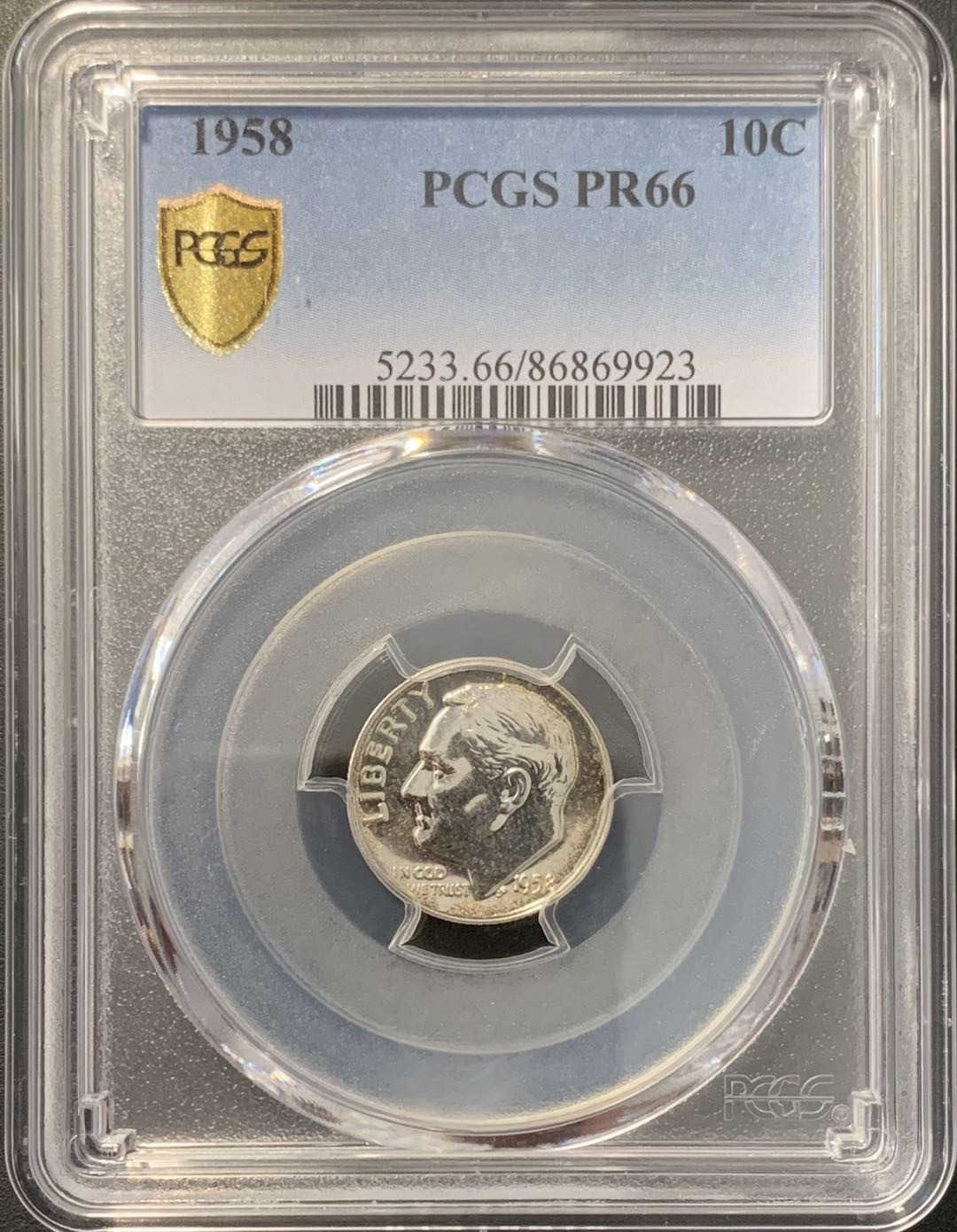 紫瑗钱币——微拍第100期 美国 1958年 罗斯福 10美分 精制 PCGS PR66