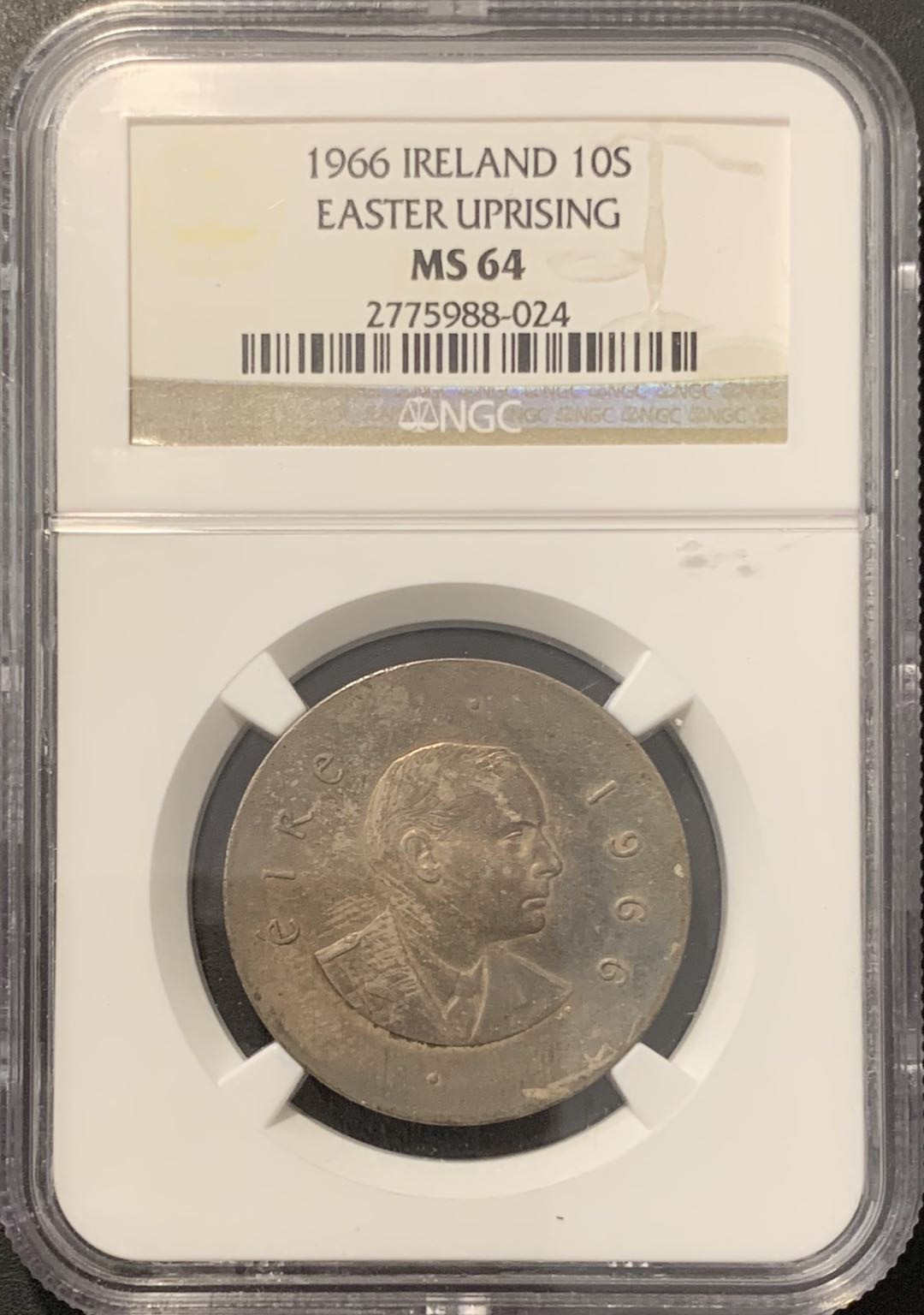 紫瑗钱币——微拍第100期 爱尔兰 1966年 复活节起义 10先令 NGC MS64