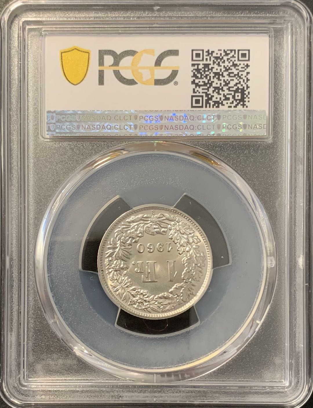 紫瑗钱币——微拍第100期 瑞士 1960年B 赫尔维蒂女神 1法郎 PCGS MS65