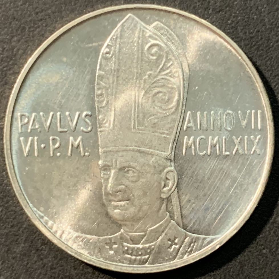 紫瑗钱币——微拍第100期 梵蒂冈 1969年 圣婴故事 500里拉 11克 0.835银 曝光 BU