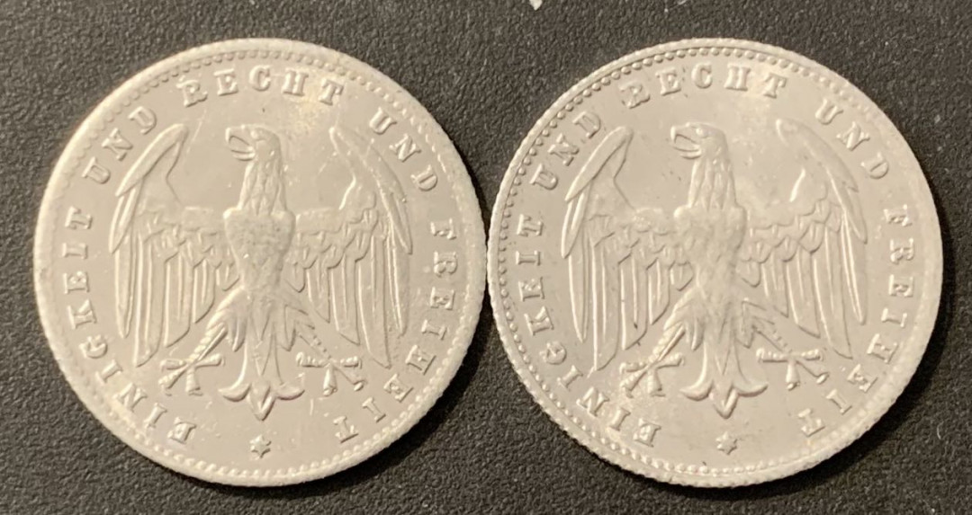 紫瑗钱币——微拍第100期 德国 1923年 魏玛时期 200马克 铝币 2枚一组 UNC