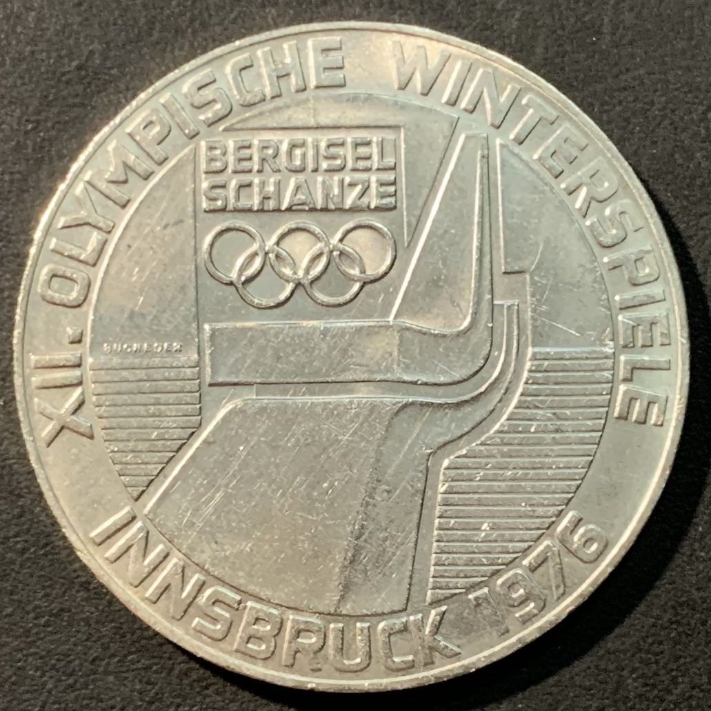 紫瑗钱币——微拍第100期 奥地利 1976年 因斯布鲁克冬奥运 会徽 100先令 24克 0.64银 UNC