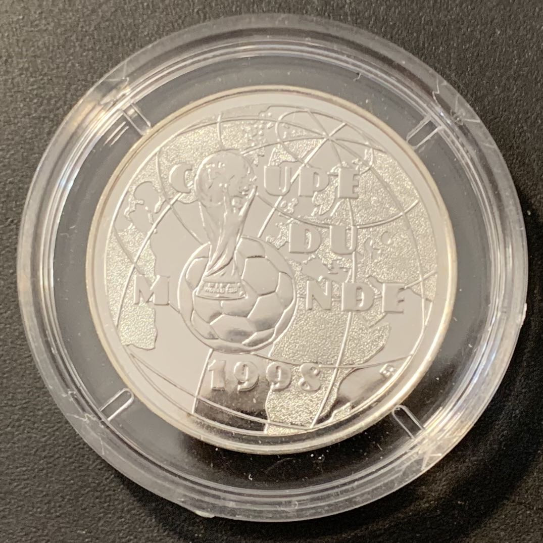 紫瑗钱币——微拍第100期 法国 1997年 世界杯 1法郎 12克 0.9银 UNC 原盒
