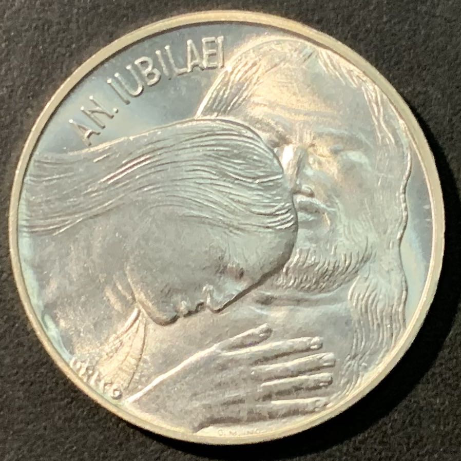 紫瑗钱币——微拍第100期 梵蒂冈 1975年 圣年-宽恕 500里拉 11克 0.835银 曝光 BU