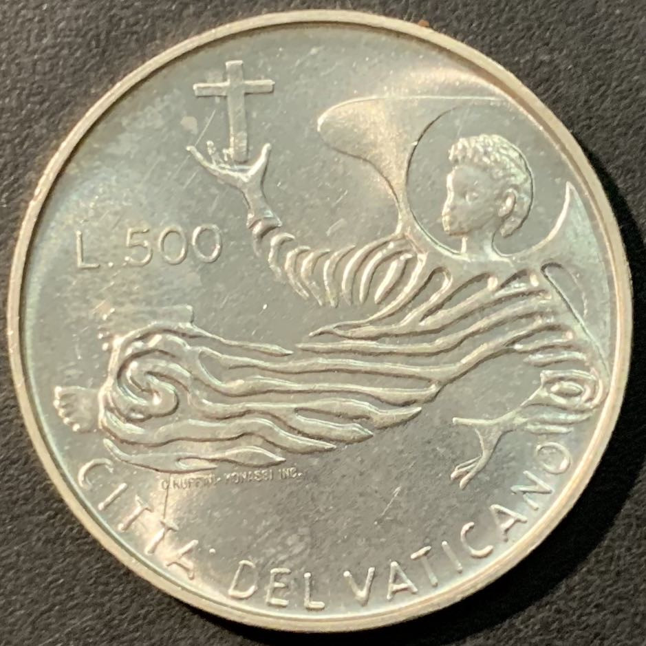紫瑗钱币——微拍第100期 梵蒂冈 1969年 圣婴故事 500里拉 11克 0.835银 曝光 BU