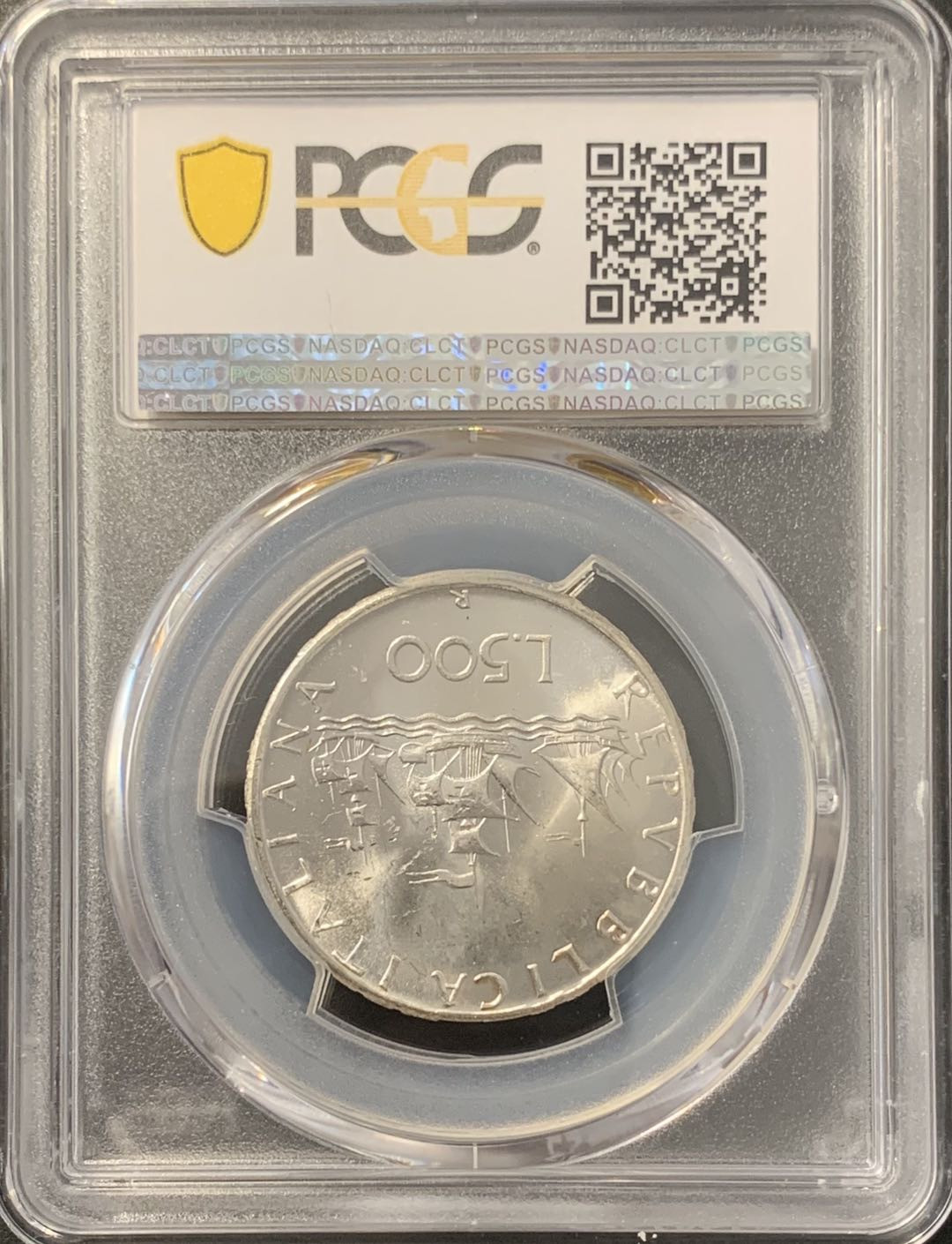 紫瑗钱币——微拍第100期 意大利 1966年 少女与帆船 500里拉 PCGS MS64