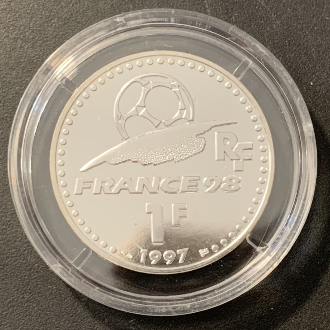 紫瑗钱币——微拍第100期 法国 1997年 世界杯 1法郎 12克 0.9银 UNC 原盒