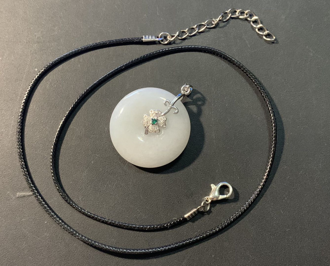 紫瑗钱币——微拍第100期 银扣头 翡翠意境棉平安扣挂件 重14.1克 送银扣挂绳