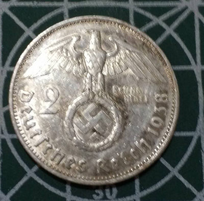 燕姐换藏第三十七拍 1938年德国经典标志2马克银币