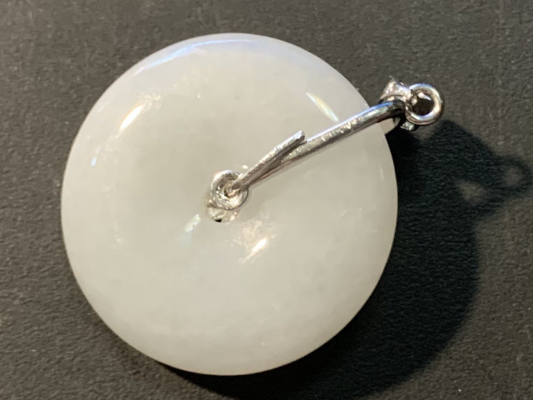 紫瑗钱币——微拍第100期 银扣头 翡翠意境棉平安扣挂件 重14.1克 送银扣挂绳