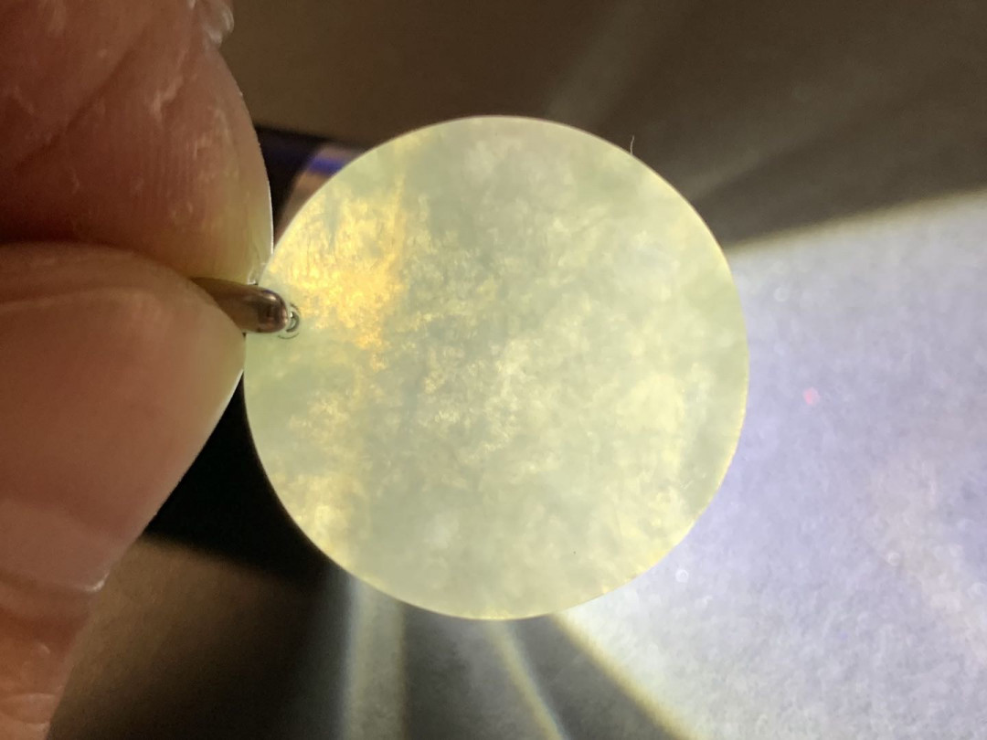 紫瑗钱币——微拍第100期 银扣头 翡翠意境棉平安牌挂件 重4.2克 送银扣挂绳