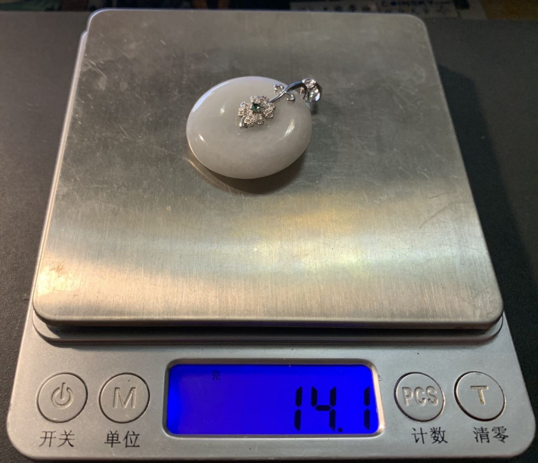 紫瑗钱币——微拍第100期 银扣头 翡翠意境棉平安扣挂件 重14.1克 送银扣挂绳